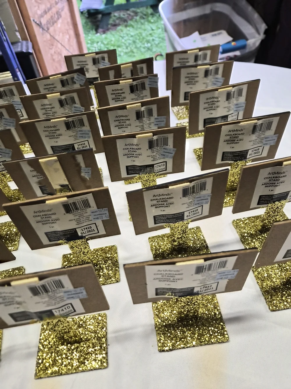Gold Glitter Tabel Number Black Signs - Party Table Decor